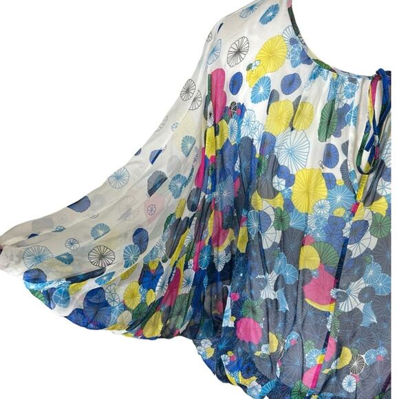 Diane von Furstenberg DVF Emelia Floral Print Dolman Sleeve Silk Blouse Size S - Picture 4 of 11